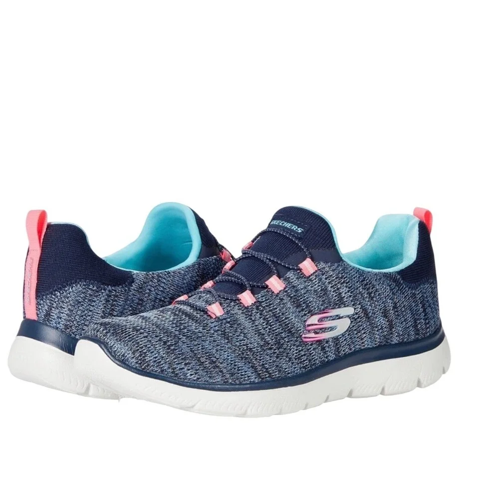 Skechers Summits Navy Multi Vegan Memory Foam Sneakers 149213 Women's 9.5 New